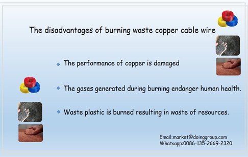 What are the disadvantages of burning waste copper cable wire?