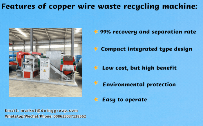features of copper wire waste recycling machine