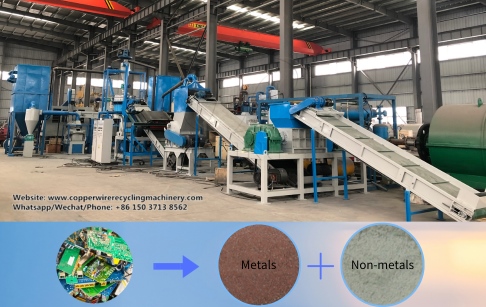 Waste circuit board crushing and sorting production line