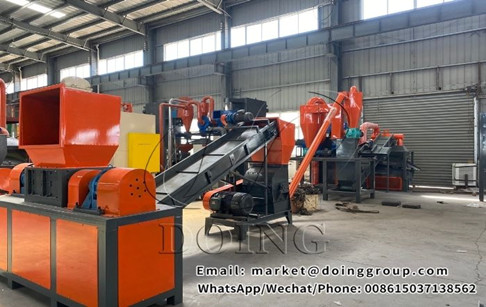 American client purchased shredder and crusher of radiator recycling machine from Henan Doing Company