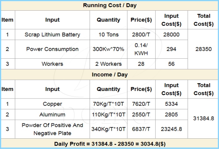 Lithium battery profit analysis