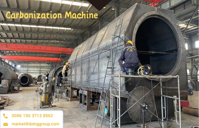 Production site of continuous carbonization production line