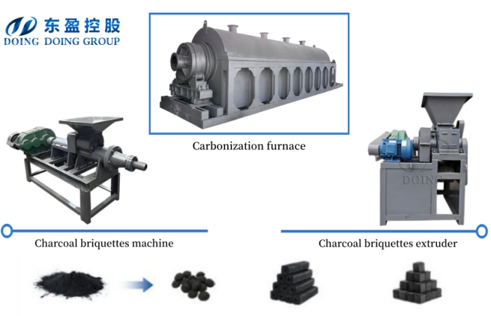 Complete carbon briquette production line