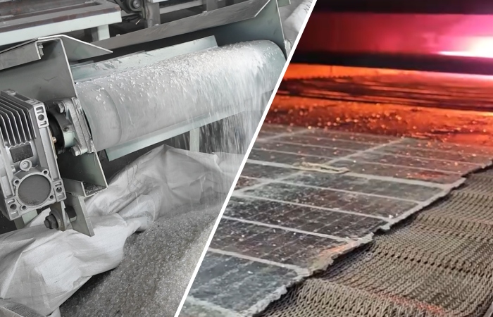 Mechanical solar panel recycling and solar panel pyrolysis
