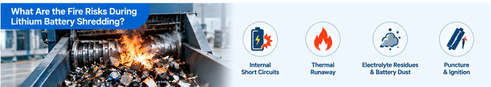 lithium battery shredding fire risks