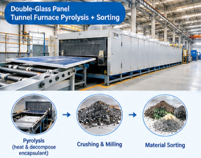 double-glass solar panel pyrolysis recycling process